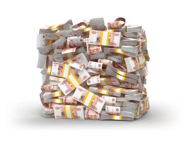 Bir yığın Rus rublesi. 5000 Rus banknotu. Bir tomar para. Çok para.