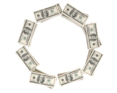 100 dolarlık banknotlar bir daire şeklinde dizilmişti. 3d hazırlayıcı