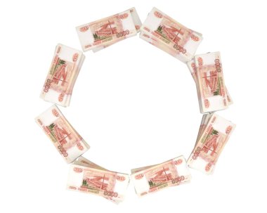 Bir daire içine dizilmiş 5000 ruble. 3d hazırlayıcı