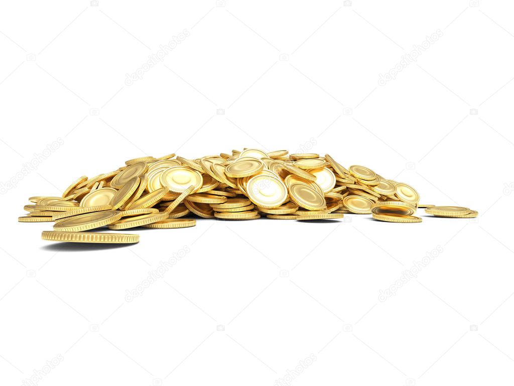 Pile of golden coin 3d-illustration isolated on white background. 3D Render