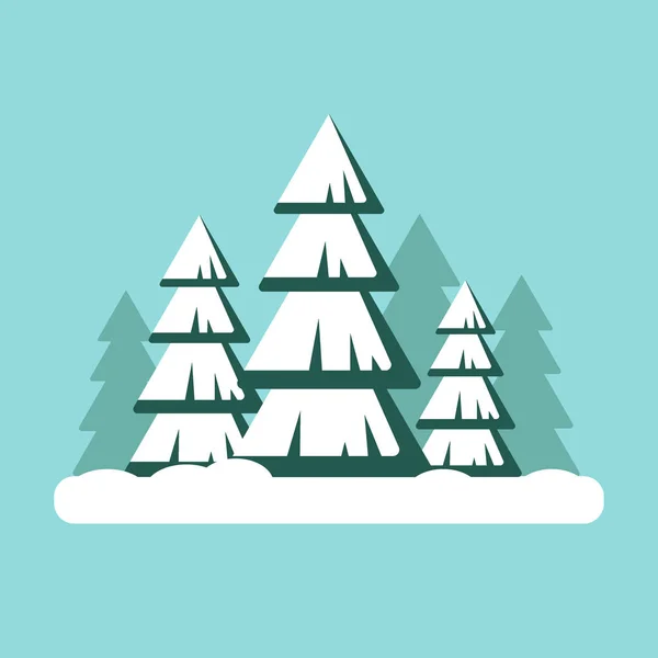 Christmas tree with snow. Snowy forest landscape - vector illustration. Happy new year, xmas. — Stock Vector