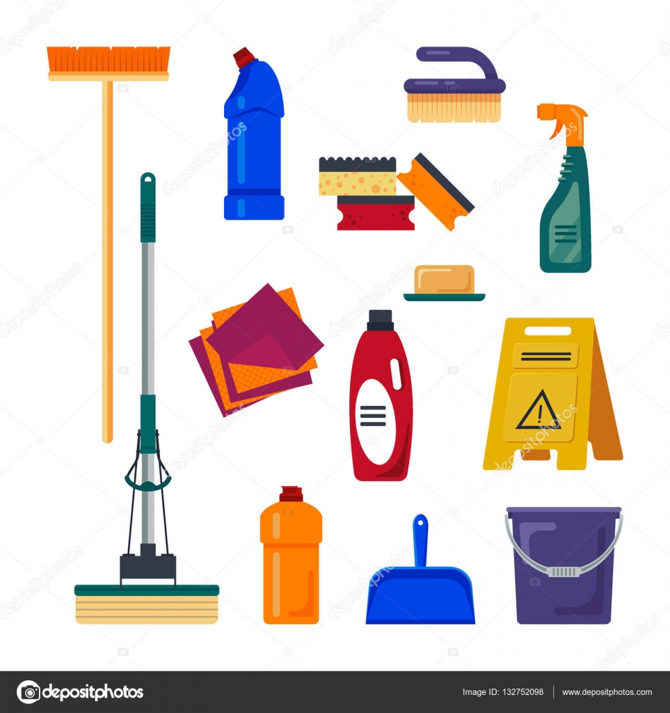 Download Cleaning service. Set house tools icons logo isolated on ...