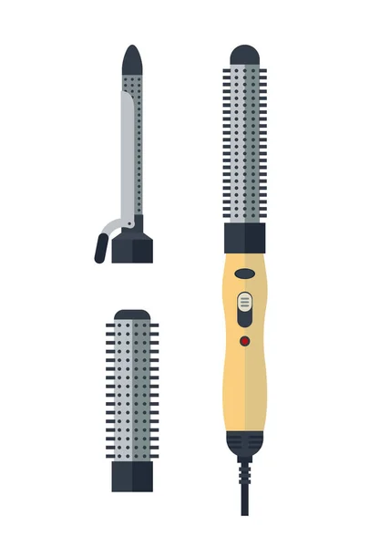 Haar krultang platte pictogramstijl geïsoleerd op een witte achtergrond. IJzeren haarborstel voorraad vectorillustratie. Hulpmiddel voor barbershop, kappers apparatuur — Stockvector