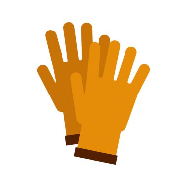 Düz sarı eldivenler, beyaz arka plan vektör illüstrasyon izole iş için bahçe. Tarım el koruması