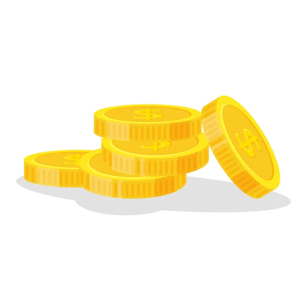 Set Coins Stack Vektor Illustration, Symbol flache Finanzen Haufen, Dollar Münzhaufen. Goldgeld auf gestapeltem, Goldstück isoliert auf weißem Hintergrund - flacher Stil — Stockvektor