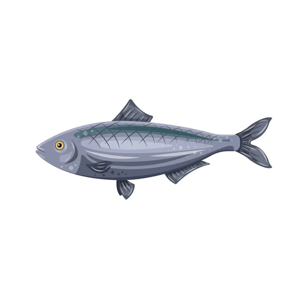 Icona vettoriale pesce aringa piatto isolato su sfondo bianco. Alimenti freschi marini — Vettoriale Stock