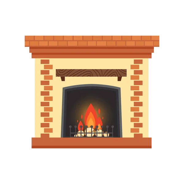 Vector chimenea hogar de diferentes colores con fuego y leña aislada sobre fondo blanco. Elementos de diseño para el interior de la habitación en estilo plano, fuego caliente - ilustración de stock — Archivo Imágenes Vectoriales