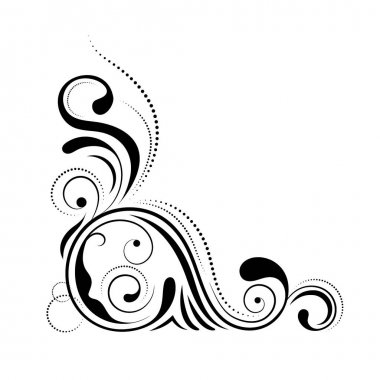 Çiçek köşe tasarım. Beyaz arka plan üzerinde - vektör illüstrasyon izole süsleme girdap. Dekoratif kenarlık eğrisi elemanları ile desen