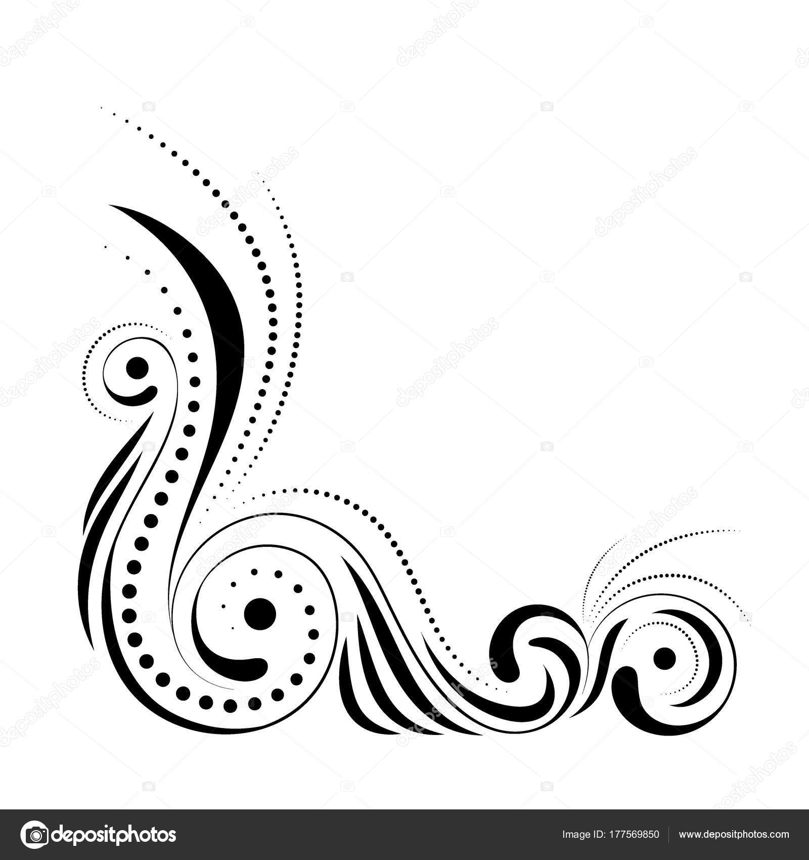 Download Floral corner design. Swirl ornament isolated on white ...