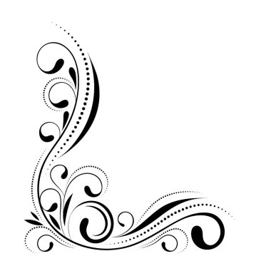 Çiçek köşe tasarım. Beyaz arka plan üzerinde - vektör illüstrasyon izole süsleme girdap. Dekoratif kenarlık eğrisi elemanları ile desen