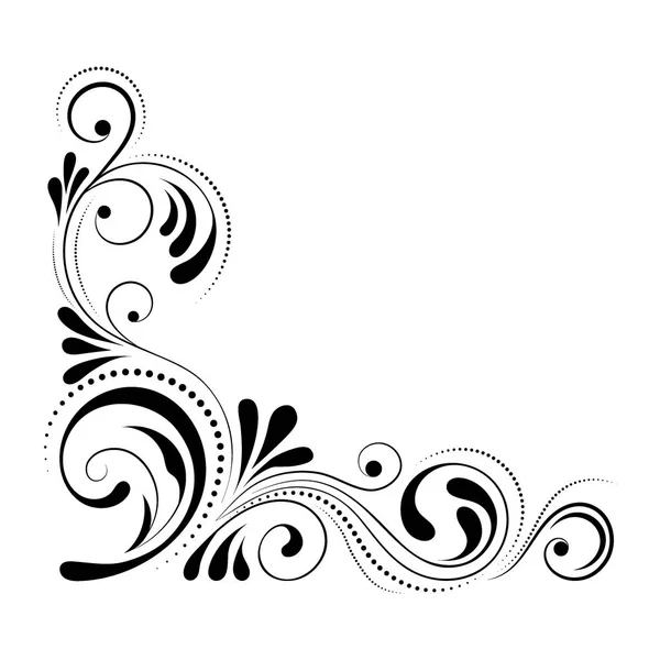 Floral hoek ontwerp. Swirl sieraad geïsoleerd op een witte achtergrond - vectorillustratie. Decoratieve rand met kromme elementen, patroon — Stockvector