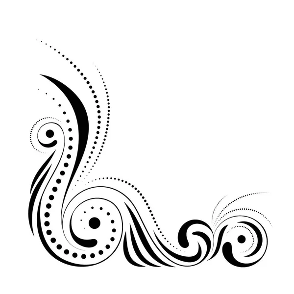 Floral hoek ontwerp. Swirl sieraad geïsoleerd op een witte achtergrond - vectorillustratie. Decoratieve rand met kromme elementen, patroon — Stockvector