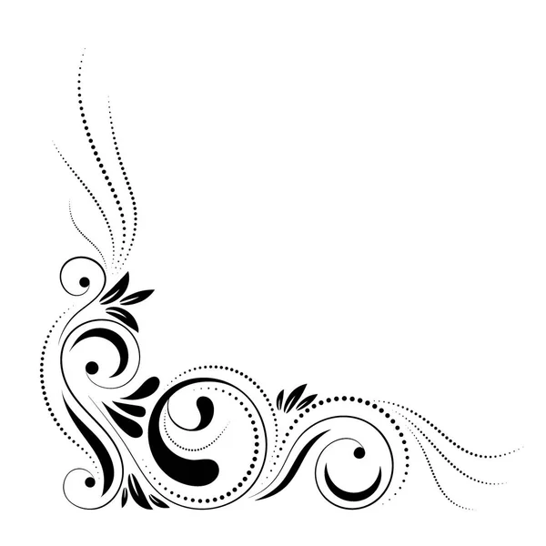 Floral hoek ontwerp. Swirl sieraad geïsoleerd op een witte achtergrond - vectorillustratie. Decoratieve rand met kromme elementen, patroon — Stockvector