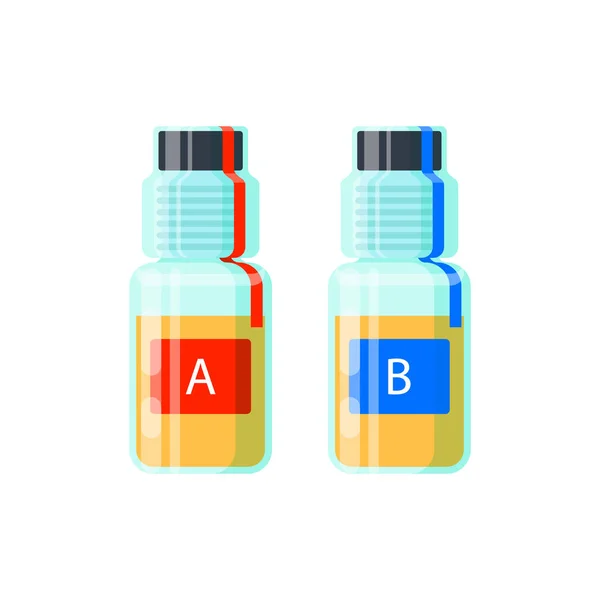 Dua tabung uji urin untuk analisis doping probe A dan B, bukti disegel untuk kontrol anti-doping gaya ilustrasi vektor datar - Stok Vektor