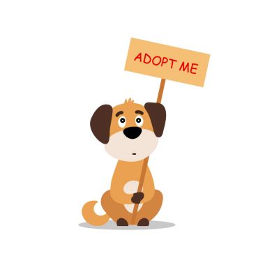Köpek evlat edinmek bir posteri ile benim oturuyor. -Yardım evsiz hayvanları bul bir ev, üzgün köpek yavrusu - vektör çizim almayın