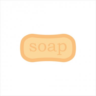 Beyaz arka plan üzerinde simge logo vektör illüstrasyon izole düz sabun. Temiz nesnesi, ev eşyası aracı. Temizleme Servisi, Oda temizliği Temizlik