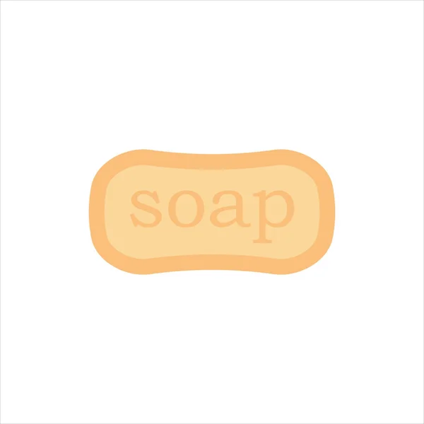 Flat soap isolated on white background, icon logo vector illustration. Clean object, household equipment tool. Cleaning service, housekeeping cleanness — Stock Vector