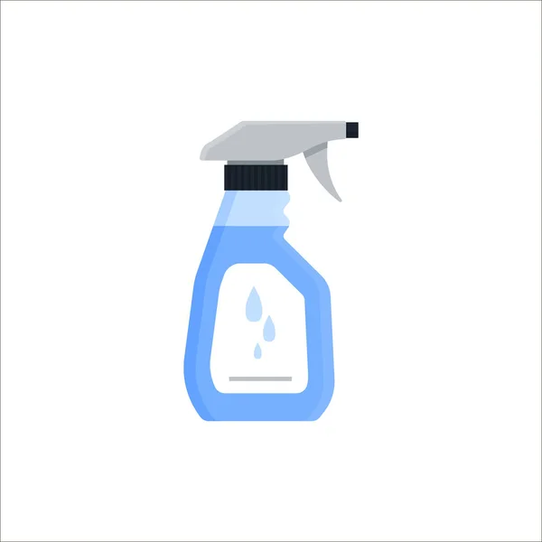Botella de limpieza aislada sobre fondo blanco. Servicio de limpieza logo, detergente para ropa y productos desinfectantes - ilustración vectorial plana — Vector de stock