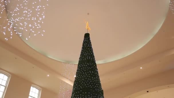 ショッピング モールで美しいクリスマス ツリー — ストック動画