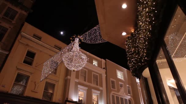 Luces de Navidad en la calle ciudad — Vídeos de Stock