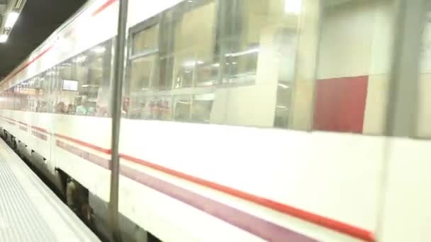 Pasajeros que utilizan el tren urbano — Vídeos de Stock
