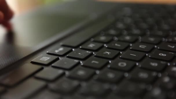 Man using touchpad on Laptop Keyboard — Stock Video