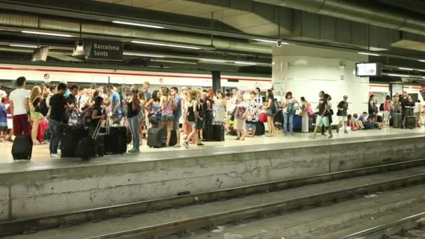 Passageiros que utilizam o comboio urbano — Vídeo de Stock