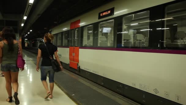 Pasajeros que utilizan el tren urbano — Vídeos de Stock