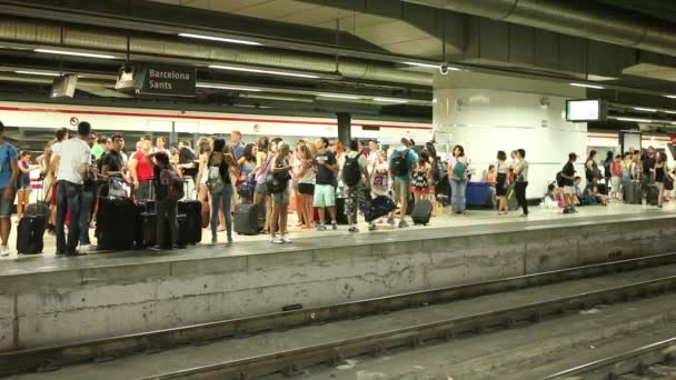 Pasajeros que utilizan el tren urbano — Vídeo de stock