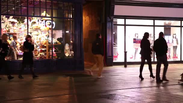 걷는 사람과 크리스마스 전에 쇼핑 — 비디오