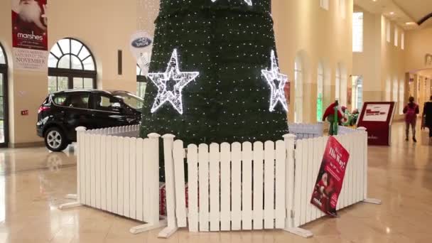 ショッピング モールで美しいクリスマス ツリー — ストック動画
