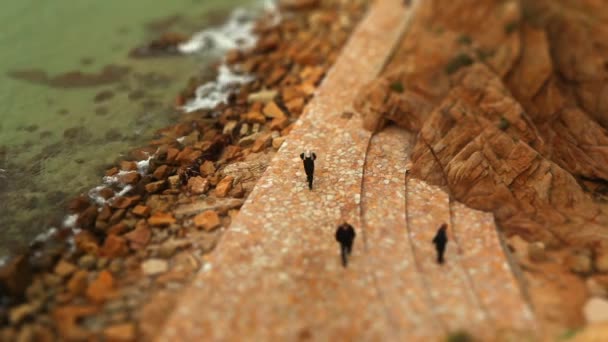 Gente caminando en la costa — Vídeo de stock