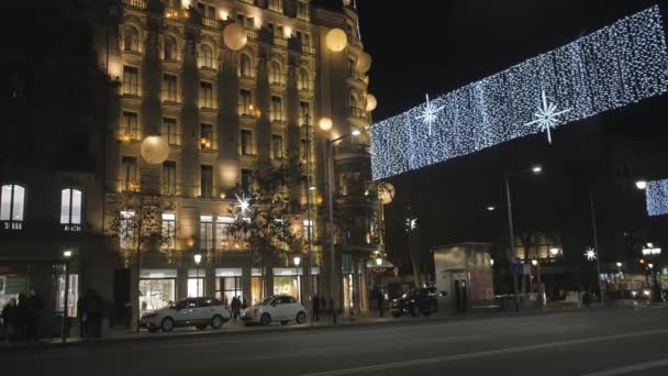 Strade della città di Barcellona a Natale — Video Stock