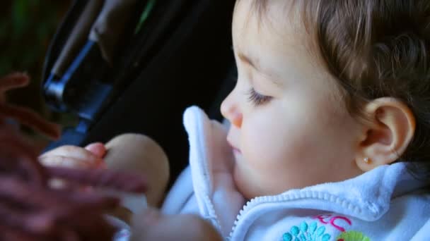 Adorable baby playing with toy — Stock Video