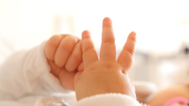 Adorable cute baby hands — Stock Video