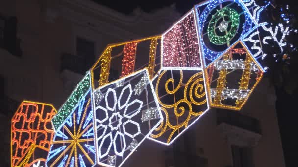 Barcelona city street on Christmas — Stock Video