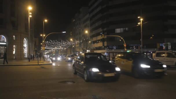 Barcelona city street on Christmas — Stock Video