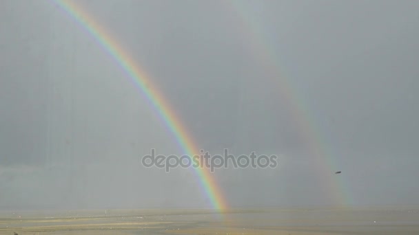 Rising rainbow in sky — Stock Video