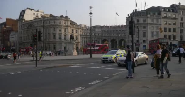 Londyn Anglia Czerwca 2017 Double Decker Bus Turystów Ruchu Trafalgar — Wideo stockowe