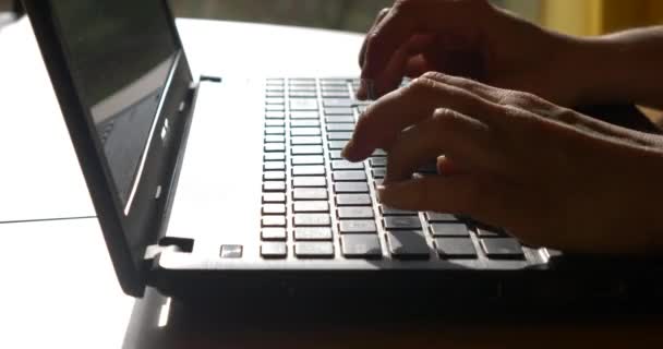 Tippen auf der Laptop-Tastatur — Stockvideo