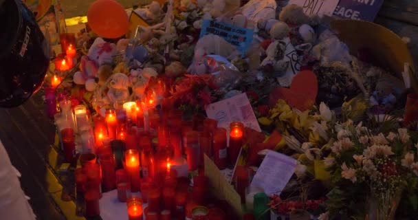 Barcelona Spain 27Th August 2017 Anonymous People Memorial Candles Terrorist — Stock Video