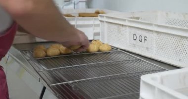 hamur işleri ve pastalar fırın mutfak, profesyonel iş ev yapımı tatlılar krem boru ve çikolata sosu şekerli dekorasyon baker güzel aperatifler sağlıksız yiyecek muamelesi yapıyor.