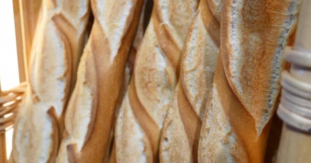 Frisch Gebackenes Brot Der Bäckerei Vollkorn Bio Laibe Schönes Leckeres — Stockvideo