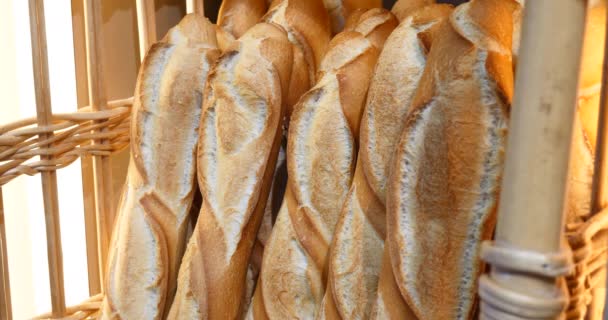 Čerstvě Vyrobené Chleba Pekárně Celozrnné Bio Bochníky Krásné Vynikající Francouzský — Stock video