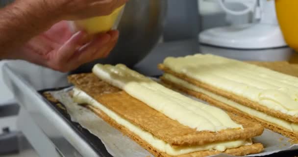 Padeiro Decoração Doces Bolos Cozinha Padaria Sobremesas Caseiras Profissionais Negócios — Vídeo de Stock