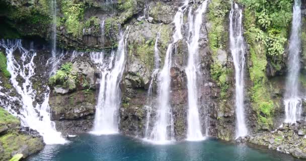 Vodopád Tropické Přírody Krajiny Síla Přírodních Zdrojů Čistá Zelená Energie — Stock video