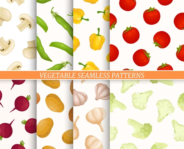 別の野菜で Seamles パターン コレクション. — ストックベクタ