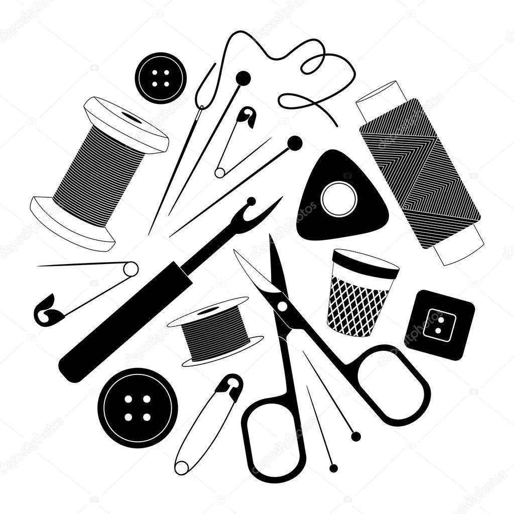 Sewing notions and supplies set Royalty Free Vector Image