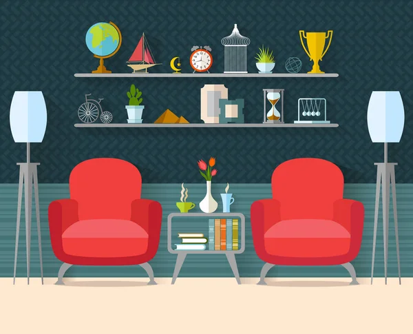 Interior design modern living room. Vector illustration. — Stock Vector