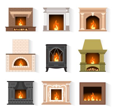 Vektör simgeler şömineler